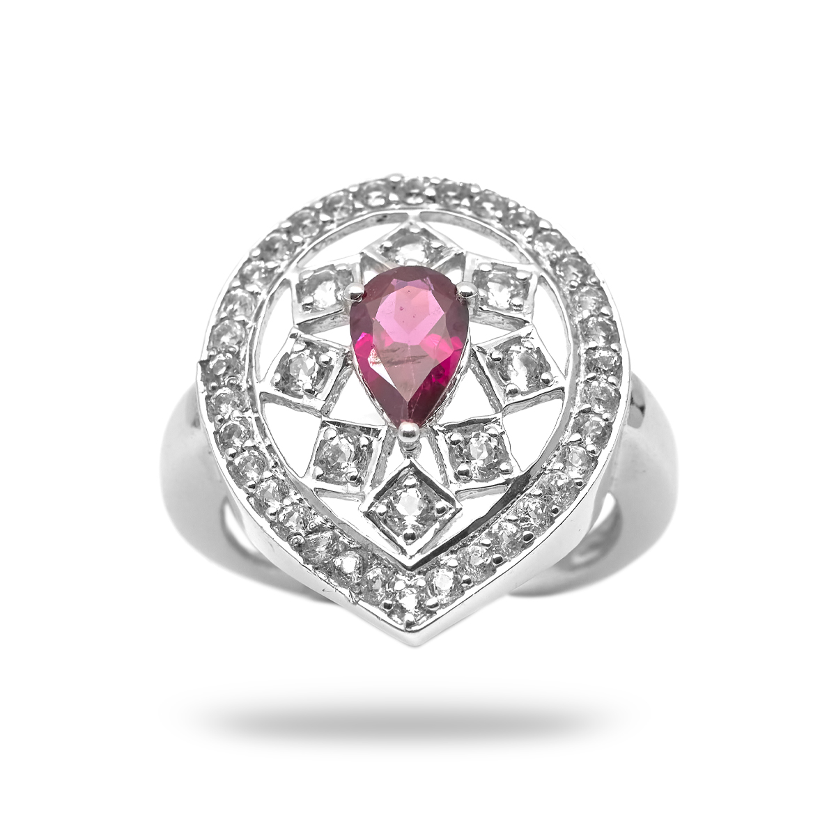 Silver ring rhodolite Josepha